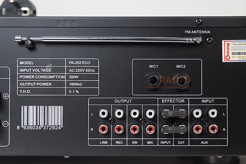 Amply Arirang PA 203Eco (200W/2 Kênh, Bluetooth, FM, 8,5Kg)-6