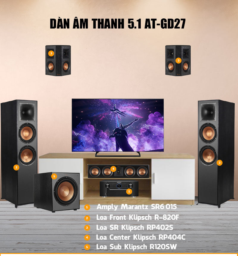 Dàn âm thanh xem phim Klipsch, Marantz 5.1 AT-GD27-1