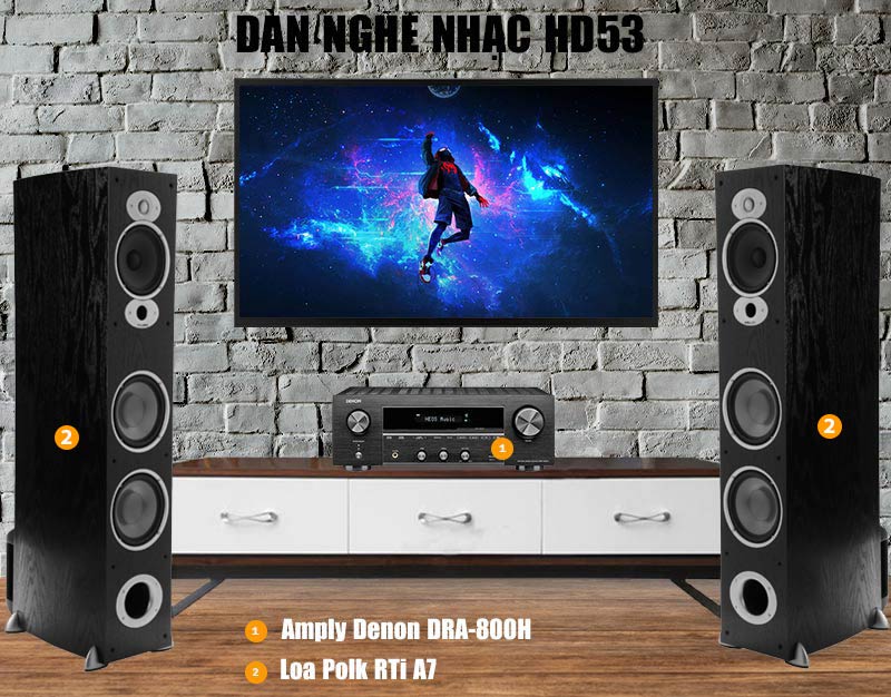 Dàn âm thanh nghe nhạc cao cấp Denon HD53 (Denon DRA-800H + Polk RTI A7)-1