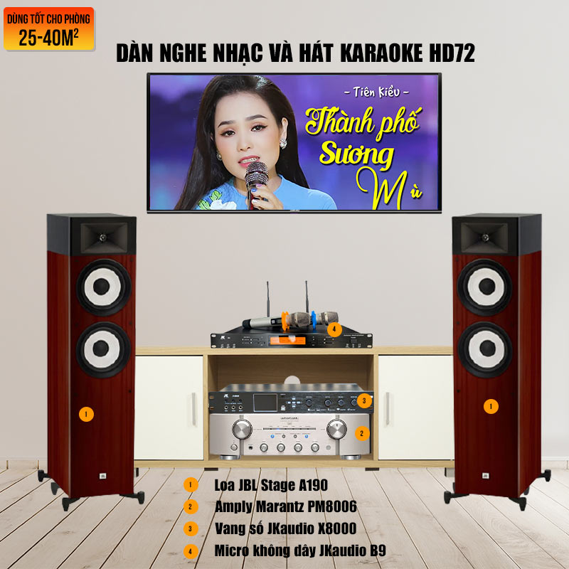 Dàn âm thanh nghe nhạc và hát karaoke JBL HD72-1