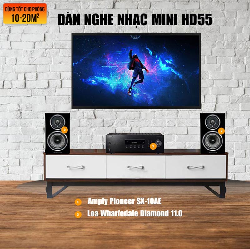 Dàn âm thanh nghe nhạc Mini giá rẻ Wharfefedale HD55-1