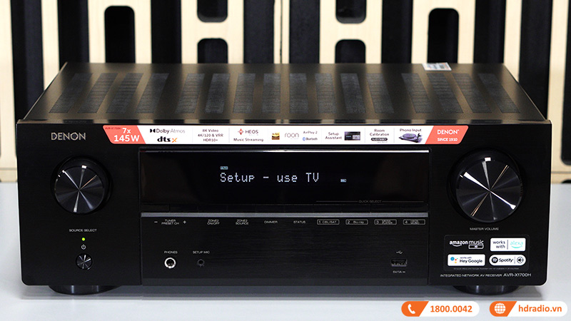 Amply Denon AVR-X1700H Chính Hãng, 8K, 7.2 Kênh, 145W/CH, Bluetooth, HDMI eARC-1