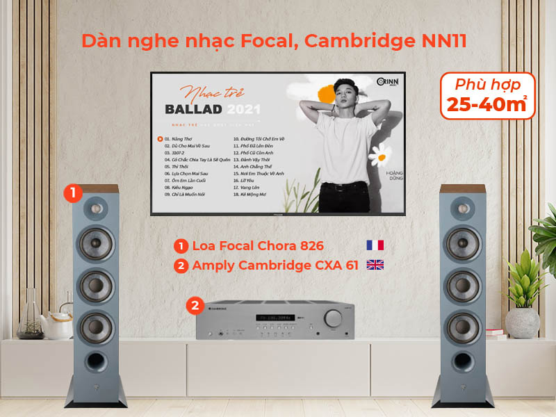 Dàn nghe nhạc Focal, Cambridge NN11 (Focal 826 +  Cambridge CXA61)-1