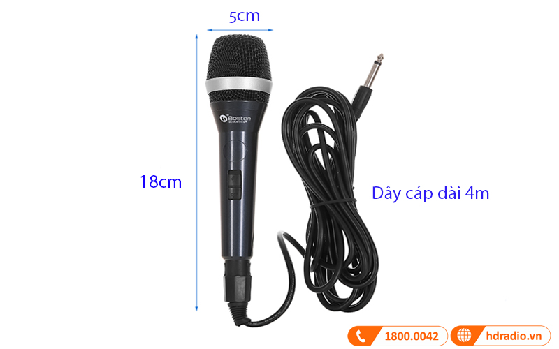 Micro có dây Boston BAM1, Dây dài 4m-3