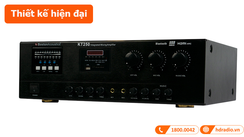 Amply Boston KT250, 2 kênh, 250W/CH, Bluetooth, HDMI, OPTICAL, USB-8