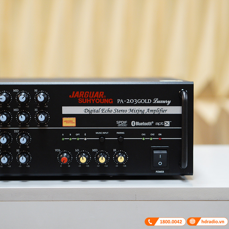 Amply Jarguar Suhyoung 203 Gold Luxury (600W/2 Kênh, Bluetooth, Optical, FBX, 12Kg)-3