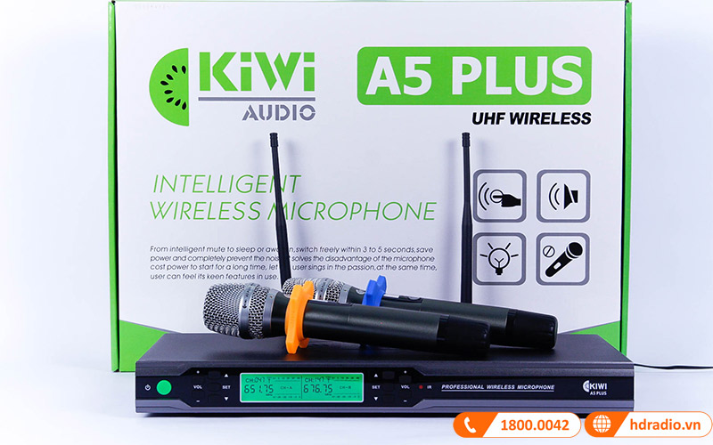 Micro không dây Kiwi A5 Plus, Dò sóng sạch, Khóa phím-1