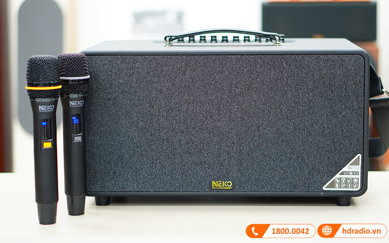 Loa Neko NK800, Bass 16.5cm, công Suất 120W, Pin 6-7h, Kèm 2 Tay Mic (có sẵn pin cho mic và có thể sạc lại)-1