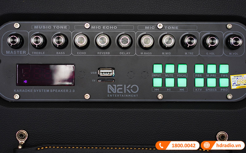 Loa Neko NK800, Bass 16.5cm, công Suất 120W, Pin 6-7h, Kèm 2 Tay Mic (có sẵn pin cho mic và có thể sạc lại)-13