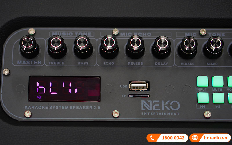 Loa Neko NK800, Bass 16.5cm, công Suất 120W, Pin 6-7h, Kèm 2 Tay Mic (có sẵn pin cho mic và có thể sạc lại)-14