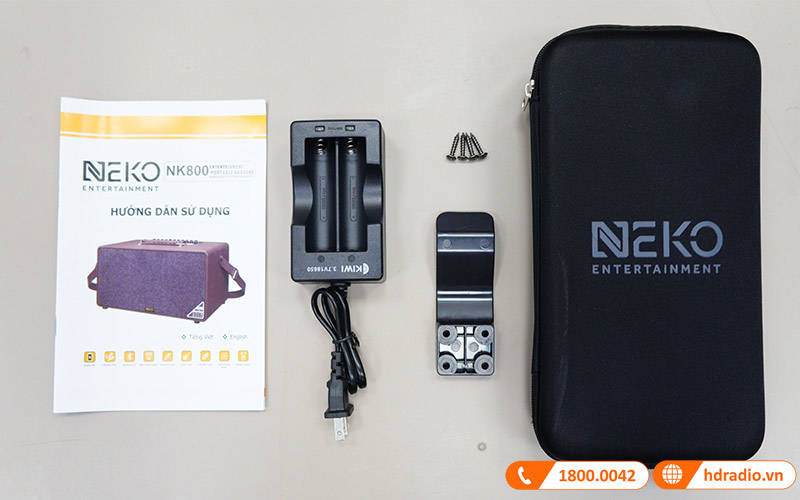 Loa Neko NK800, Bass 16.5cm, công Suất 120W, Pin 6-7h, Kèm 2 Tay Mic (có sẵn pin cho mic và có thể sạc lại)-17