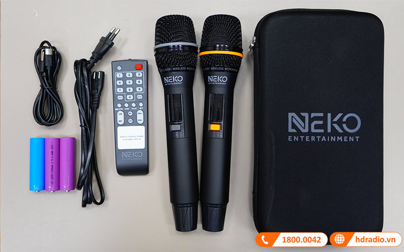 Loa Neko NK800, Bass 16.5cm, công Suất 120W, Pin 6-7h, Kèm 2 Tay Mic (có sẵn pin cho mic và có thể sạc lại)-18