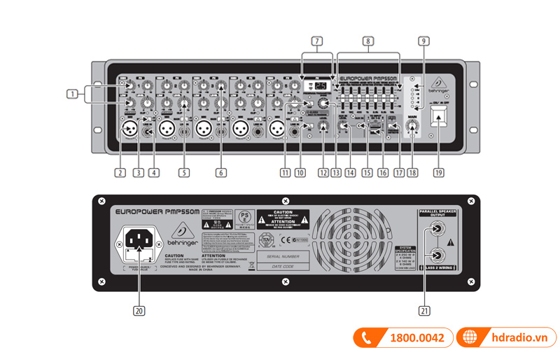 Bàn mixer Behringer PMP550, 5 Kênh-2