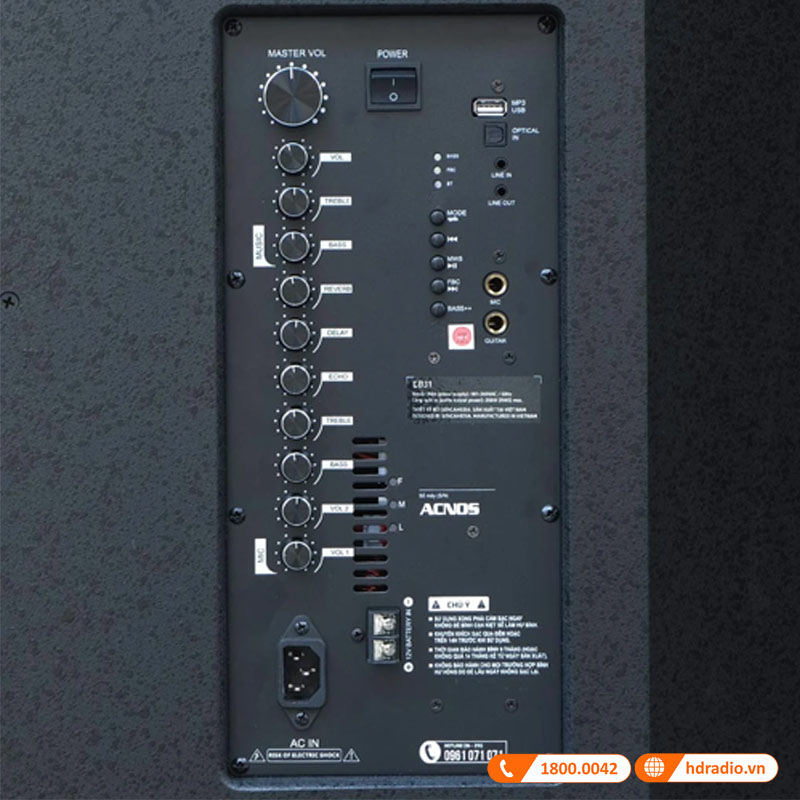 Loa Acnos CB31, Bass 30cm, Công suất PMPO 1000W, kèm 2 tay mic-6