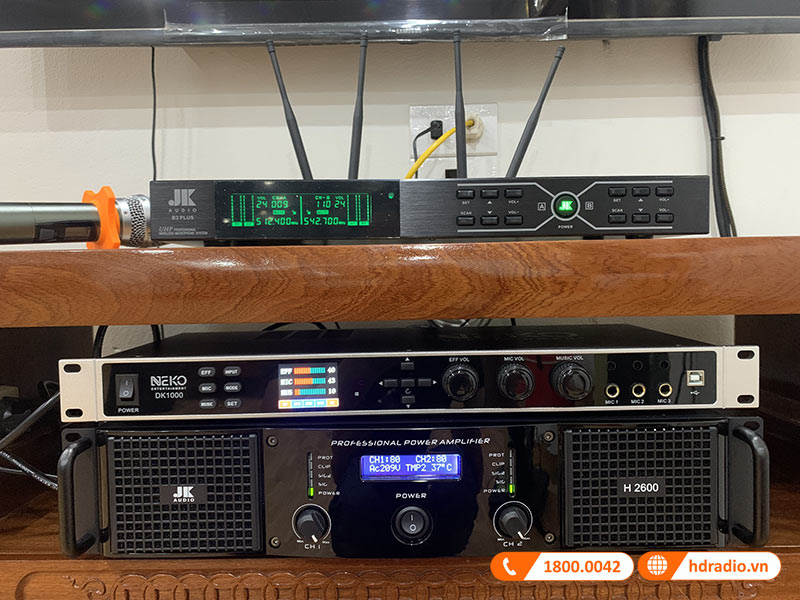 Dàn Karaoke Wharfedale HK36 ( Wharfedale 5090, Công suất, Neko DK1000, Micro Không dây )-16