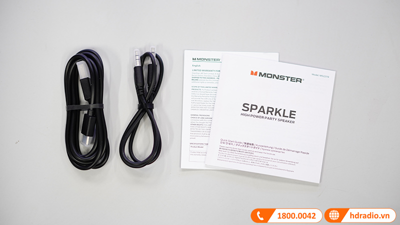 Loa Monster Sparkle Công suất 60W, LED đẹp, Bluetooth, AUX, IPX5, Pin 12h-12