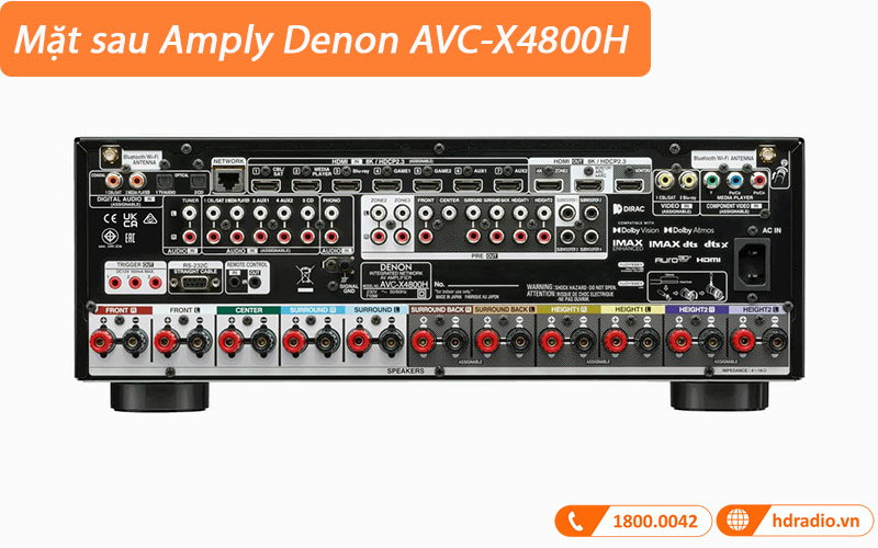 Amply Denon AVC-X4800H (9.4 Kênh, 8K, 125W/CH (8 omh), Usb, Heos, Bluetooth)-4