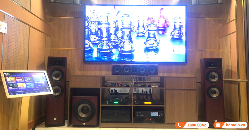 Lắp phòng giải trí đỉnh cao giá 251 triệu cho anh Hoàn ở Quận 2, TP. Hồ Chí Minh (JBL STUDIO 690, 610, 665C, 660P, C-6IC, Dune HD Pro Vision 4K Solo, Yamaha RX-A6A, JKaudio X9900 Pro, B9, Wharfedale CPD2600, ViệtK 4K Plus 4TB, 23 inch)