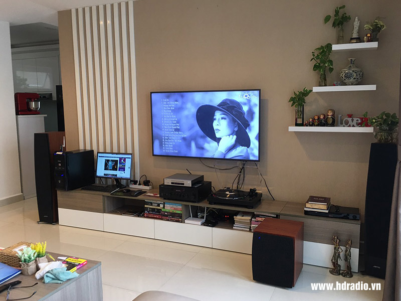 Lắp dàn nghe nhạc đỉnh cao cho anh Bằng ở Tân Bình, Hồ chí Minh (Loa Jamo C97 II, Amply Yamaha R N803, Loa Sub Jamo C910, Đầu CD YAMAHA CD-NT670, Đầu đĩa than Audio Technica AT-LP120XUSB)