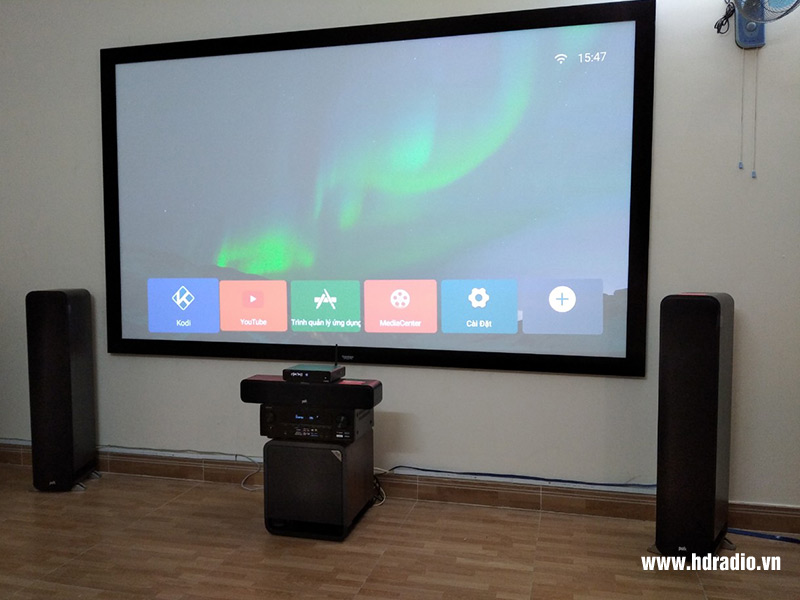 Lắp đặt hệ thống giải trí đỉnh cao cho anh Duy tại Bình Chánh (Bộ dàn âm thanh xem phim 5.1 AT-GD34, Loa âm trần JBL C-6IC,  Đầu 4K HiMedia Q10 Pro, Màn chiếu Grandview LF-PU120, Máy chiếu 4K Optoma UHD50X)