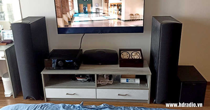 Lắp dàn xem phim Klipsch 5.1 cực hay cho anh Hoàng Anh ở Quận 2 (Amply Yamaha RX-A2A, Loa Klipsch Synergy Black Label F300, Loa Center Klipsch Synergy Black Label C200, Loa Klipsch Synergy Black Label B100, Loa Sub Klipsch R100SW)