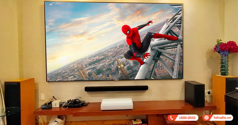 Lắp đặt phòng chiếu phim hơn 150 triệu cho anh Khải ở Tân Phú, TP.Hồ Chí Minh (Samsung LSP7T, HW-Q950A, Grandview PE-L120 DY5)