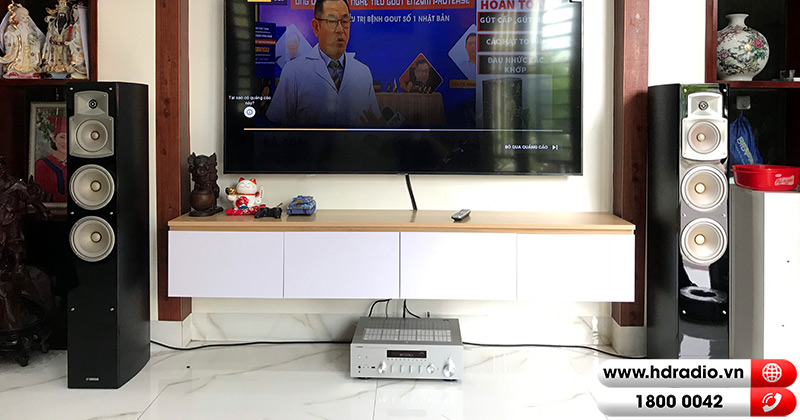 Lắp dàn nghe nhạc YAMAHA hay cho anh Nghiệp ở Hải Dương (Amply Yamaha R N803,  Loa Yamaha NS F350)