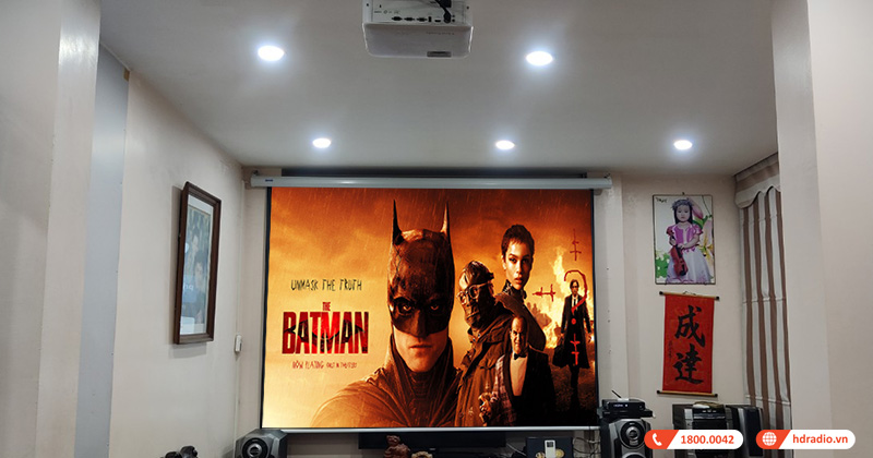 Lắp đặt hệ thống trình chiếu chất lượng giá chỉ hơn 23 triệu đồng cho anh Oanh ở Đống Đa, Hà Nội (ViewSonic PX703HD, Màn chiếu Dalite 120 inch)