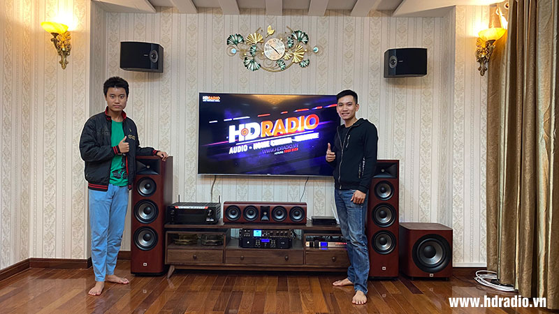 Lắp dàn nghe nhạc, xem phim, karaoke đỉnh cao cho anh Thành, HN (JBL Studio 698 + JBL Studio 630 + JBL Studio 665C + Denon AVC X6700H + JKAudio H4400)