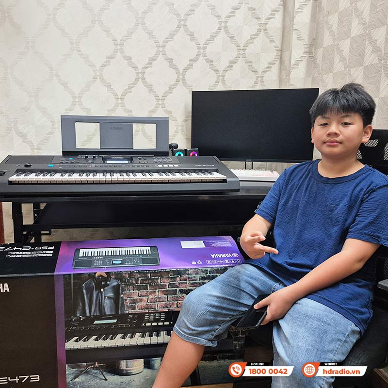 Đàn Organ Yamaha PSR E473, 61 phím, 820 âm sắc, 64 âm Polyphony, AWM Stereo-9