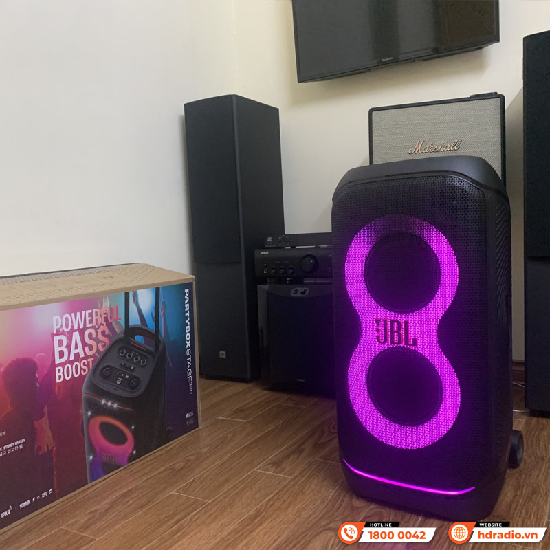 Loa JBL PartyBox Stage 320, Công Suất 240W, Pin 18h, AUX, Micro, Bluetooth 5.4, IPX4, AI Sound Boost, Auracast, App JBL Partybox-29
