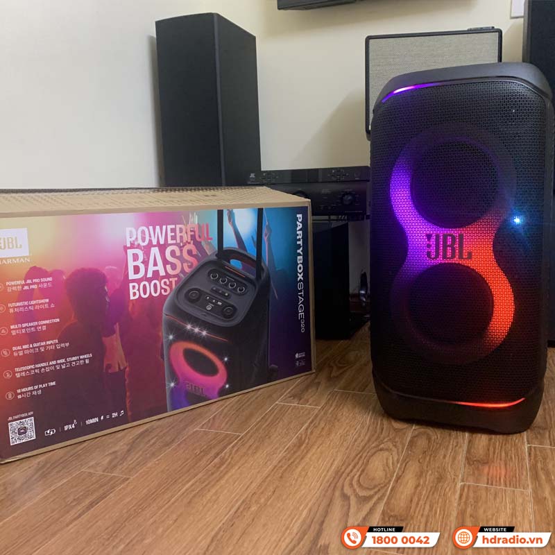 Loa JBL PartyBox Stage 320, Công Suất 240W, Pin 18h, AUX, Micro, Bluetooth 5.4, IPX4, AI Sound Boost, Auracast, App JBL Partybox-30