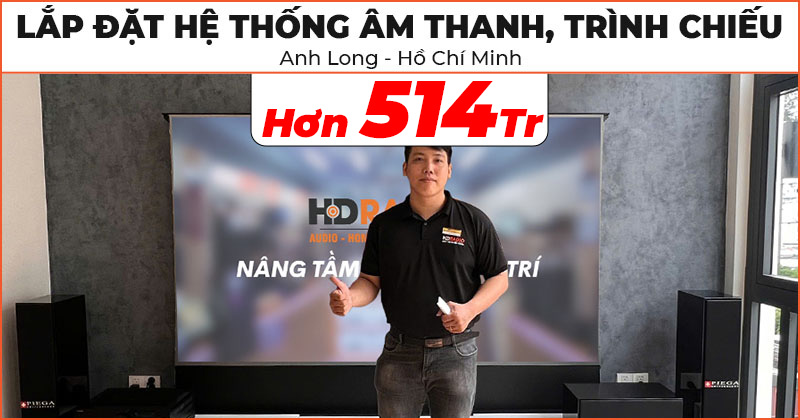 Bàn giao và lắp đặt Hệ thống âm thanh, trình chiếu đẳng cấp trị giá hơn 514 triệu đồng cho anh Long ở Quận 5, Hồ Chí Minh (Samsung LSP9T, Piega Classic Large, Classic 5.0, 3.0, Yamaha RX-A2A, SVS 3000 Micro, KEF S2, Vividstorm VSDSTUST100H, Monte Carlo)