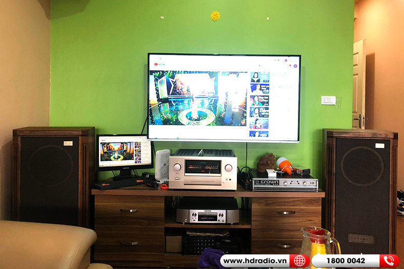 Ảnh thực tế Amply Accuphase E800 tại công trình dàn nghe nhạc Hi-End của chú Vang ở Thịnh Liệt