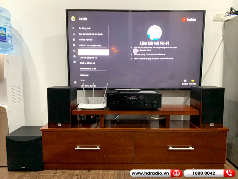 amply Yamaha R N303 với loa jbl