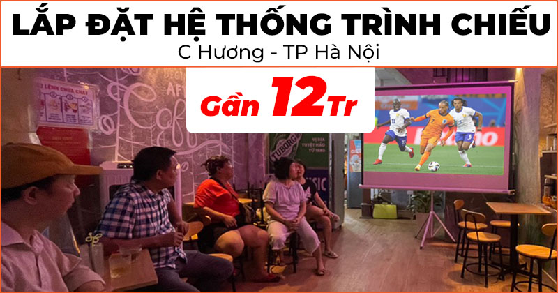 Hòa nhịp Euro 2024 cùng hệ thống trình chiếu chất lượng trị giá gần 12 triệu động cho quán Still Coffee của chị Hương ở Hà Nội (BenQ MX550, Dalite 120 inch)