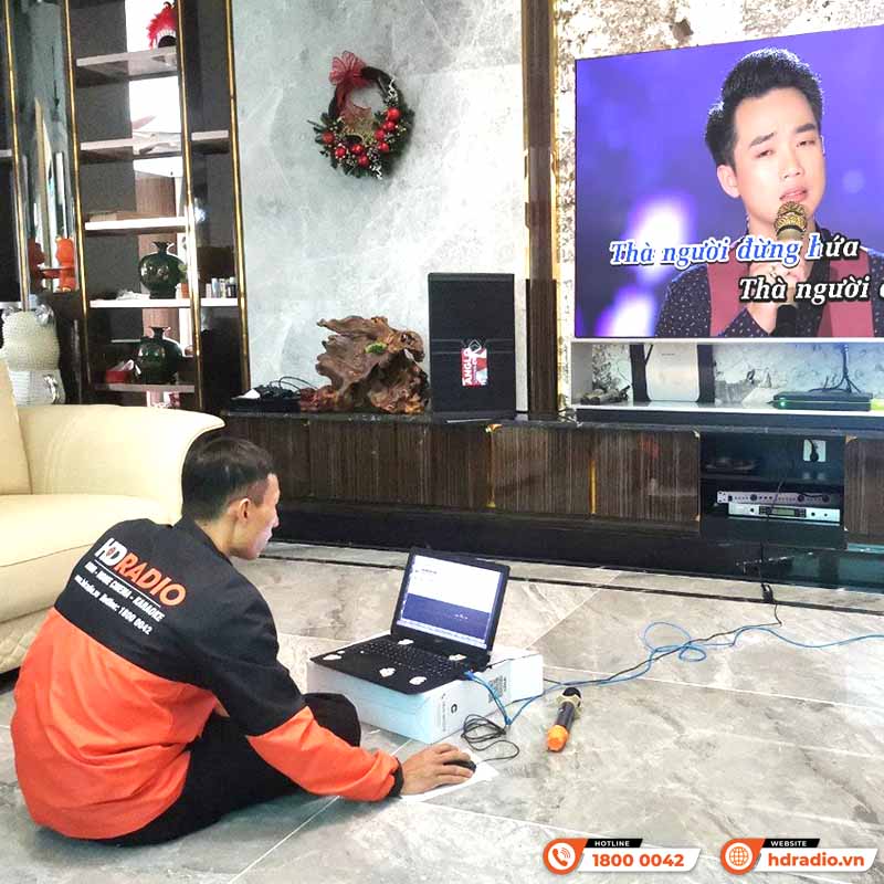 Lắp Dàn karaoke HDR52 kết hợp đầu VietK và Sub Polk Audio cho anh Tiến