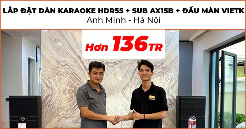 Lắp đặt Dàn Karaoke HDR55 kết hợp Sub Wharfedale AX15B và bộ Đầu màn VietK trị giá hơn 136 triệu cho anh Minh ở Hoài Đức, Hà Nội (Wharfedale ANGLO E312, Wharfedale CPD3600, JKaudio X9000 Pro, JKAudio B9, Wharfedale AX15B, ViệtK 4K Plus 4TB, VietK 22 Inch)