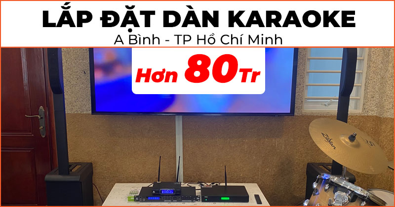 ​​Lắp đặt dàn karaoke sân khấu biểu diễn cao cấp trị giá hơn 80 triệu đồng cho phòng giải trí của anh Bình ở phường Bến Nghé, Hồ Chí Minh (JBL IRX ONE, JBL VX8, JBL VM300, VietK 22 Inch, ViệtK 4K Plus 4TB)