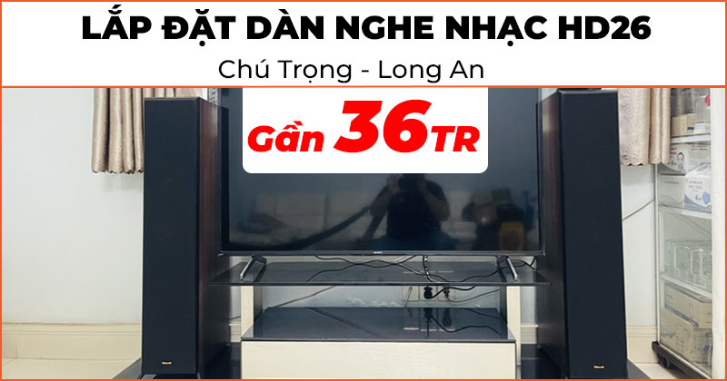 Lắp Dàn nghe nhạc cực hay HD26 trị giá gần 36 triệu đồng cho chú Trọng ở Huyện Cần Giuộc, Tỉnh Long An (Klipsch RP-6000F II, Denon DRA-800H)
