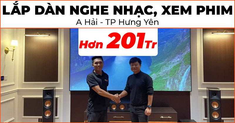 Lắp đặt Dàn Nghe nhạc, Xem phim Đỉnh Cao trị giá hơn 201 triệu cho anh Hải ở Phường Lê Lợi, TP. Hưng Yên, Tỉnh Hưng Yên (Denon AVC X4700H, Piega in-ceiling 5.25, SB-1000 pro, Klipsch RP-504C II, RP-6000F II, RP402S, Grandview PE-L120, Optoma CinemaX P2)