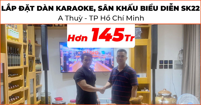 Lắp đặt Dàn âm thanh Sân khấu Column Array SK22 đa năng karaoke, biểu diễn, party trị giá hơn 145 triệu đồng cho anh Thuỳ ở phường 7, Hồ Chí Minh (Electro Voice Evolve 50M, JKAudio X9000 Pro, B9, Rack 4U)