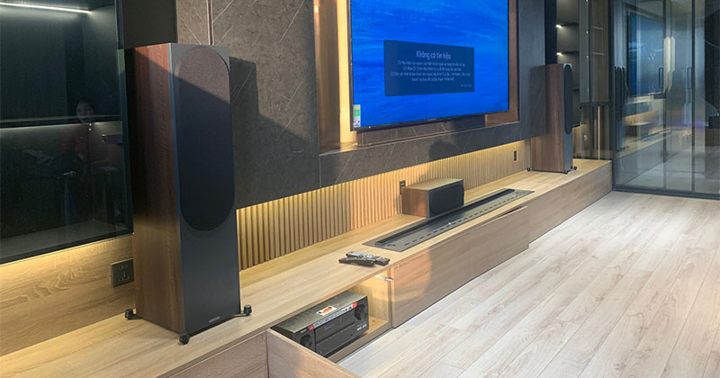 Lắp dàn xem phim cao cấp trị giá gần 88 triệu cho anh Khánh ở quận Cầu Giấy, Hà Nội (Denon AVC-X3700H, Atmos Piega in-ceiling 5.25, Polk Audio HTS10, Audio Bronze C150, Monitor Audio Bronze FX, Monitor Audio Bronze 500)