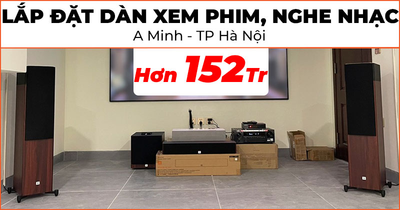 Lắp đặt Dàn Xem phim - Nghe nhạc cực chất trị giá hơn 152 triệu đồng cho anh Minh ở phường Dương Nội, quận Hà Đông, Hà Nội (JBL C-6IC, Stage A100P, A120, A135C, A180, Denon AVR-X1700H, Grandview PE-L100(16:9) DY3, Optoma CinemaX P2)