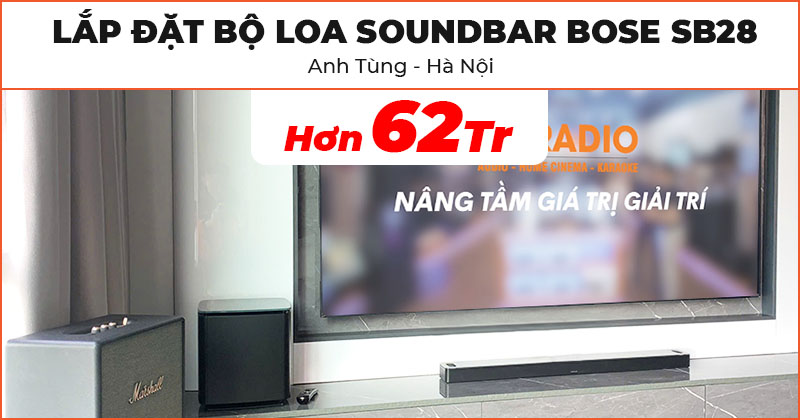 Lắp đặt Bộ loa Soundbar Bose SB28 cực hay trị giá hơn 62 triệu đồng cho anh Tùng ở Hà Đông, Hà Nội (Bose Smart Ultra Soundbar, Surround Speakers 700, Bass Module 700, Chân loa Bose Omni Jewel)