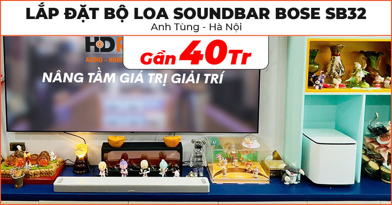 Lắp đặt Bộ loa Soundbar Bose SB32 chất lượng trị giá gần 40 triệu đồng cho anh Tùng ở Quận Nam Từ Liêm, Hà Nội (Bose Smart Ultra Soundbar, Bass Module 700)
