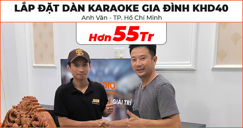 Lắp đặt Dàn karaoke gia đình KHD40 cực chất lượng trị giá hơn 55 triệu đồng cho anh Vân ở Quận Bình Tân, Hồ Chí Minh (JBL Ki110 Gold Edition, Crown KVS500, JBL KX180A, JBL VM300, JBL Pasion 12SP)