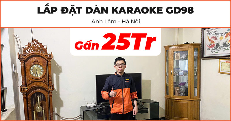 Lắp đặt Dàn karaoke GD98 cực hay trị giá gần 25 triệu đồng cho anh Lâm ở Đông Anh, Hà Nội (JBL Ki110 Gold Edition, Kiwi PD8000, JKaudio K300)