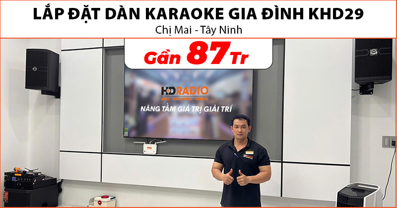 Lắp đặt Dàn karaoke gia đình KHD29 cao cấp trị giá gần 87 triệu đồng cho chị Mai ở Hòa Thành, Tây Ninh (Wharfedale Anglo E10, Wharfedale CPD2600, Wharfedale AX15B, JKaudio X9000 Pro, JKaudio B9)