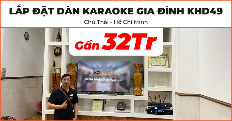 Lắp đặt Dàn karaoke gia đình KHD49 chất lượng gần 32 triệu đồng cho gia đình chú Thái ở Phường Trung Mỹ Tây, Quận 12, Hồ Chí Minh (JBL Ki112 Gold Edition, NEKO DK1000, JKAudio H2600, B3 Plus)